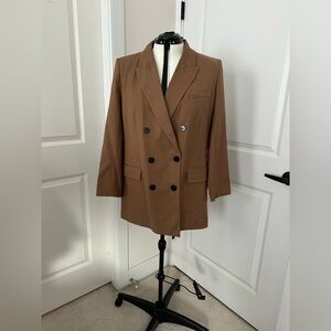 Zara Brown Double-Breasted Blazer